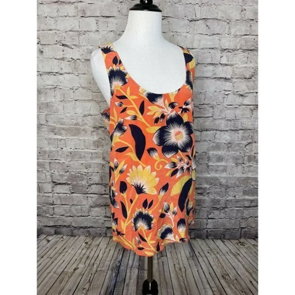 J Crew A7488‎ Hibiscus Floral Twist Back Top